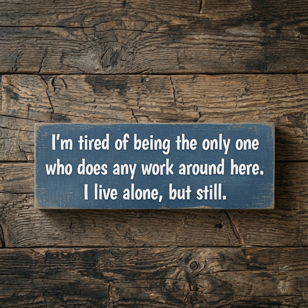 Funny Wood Sign for Solo Living – Embrace Your Independent Spirit - White Ranch Studio