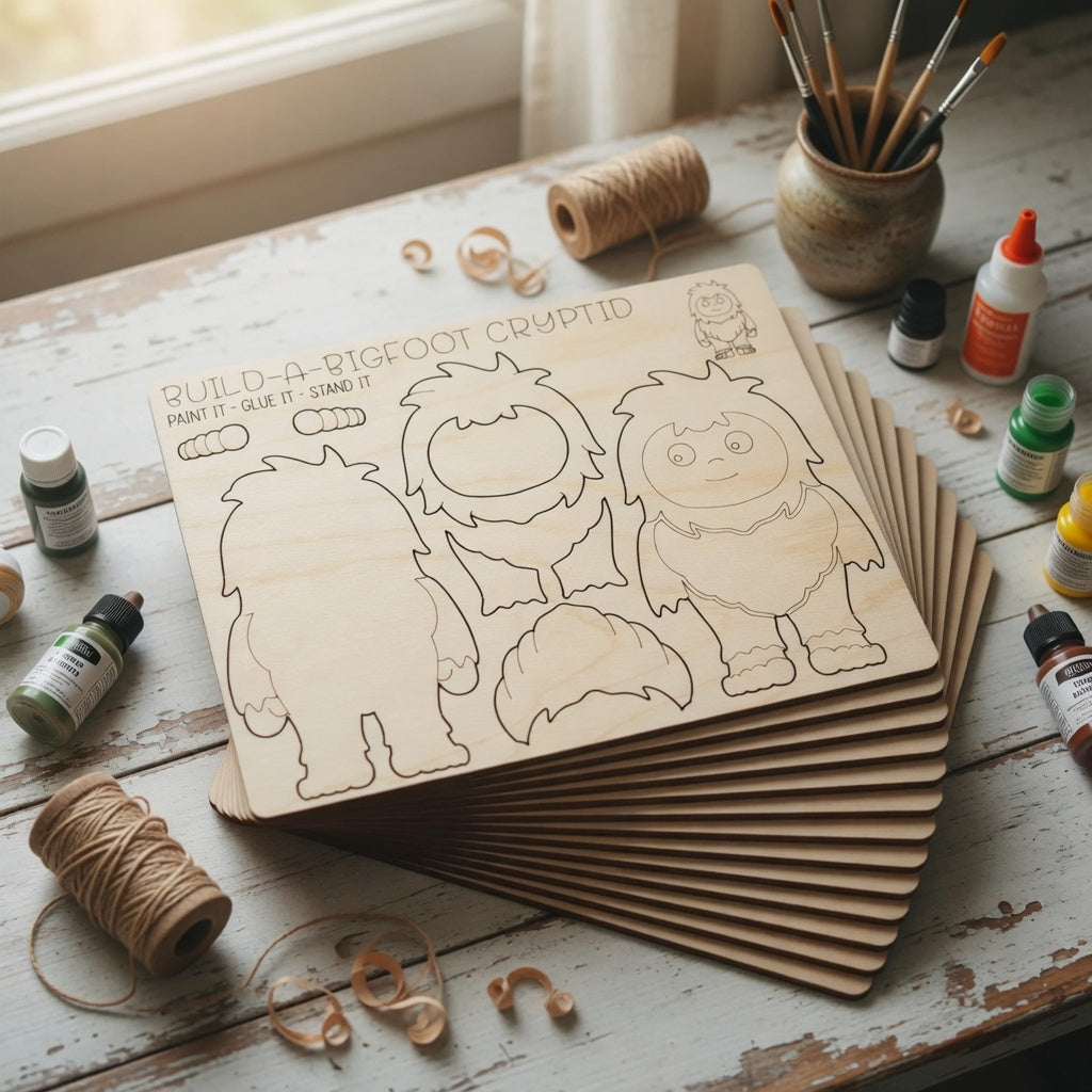 - Kids DIY Cryptid Pop-Out Cards: Handmade Kids Wooden Craft Kit - White Ranch Studio