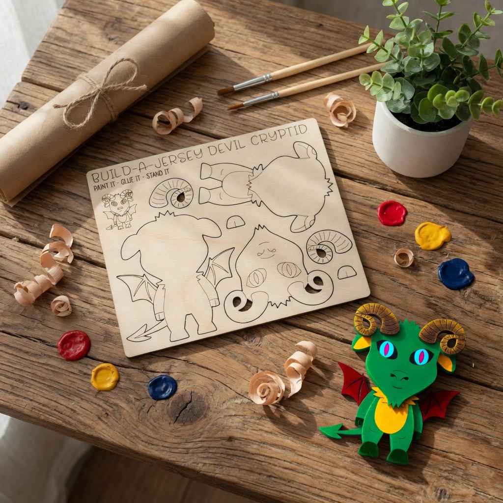 Kids DIY Cryptid Pop-Out Cards: Handmade Kids Wooden Craft Kit