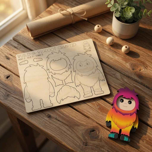 Kids DIY Cryptid Pop-Out Cards: Handmade Kids Wooden Craft Kit