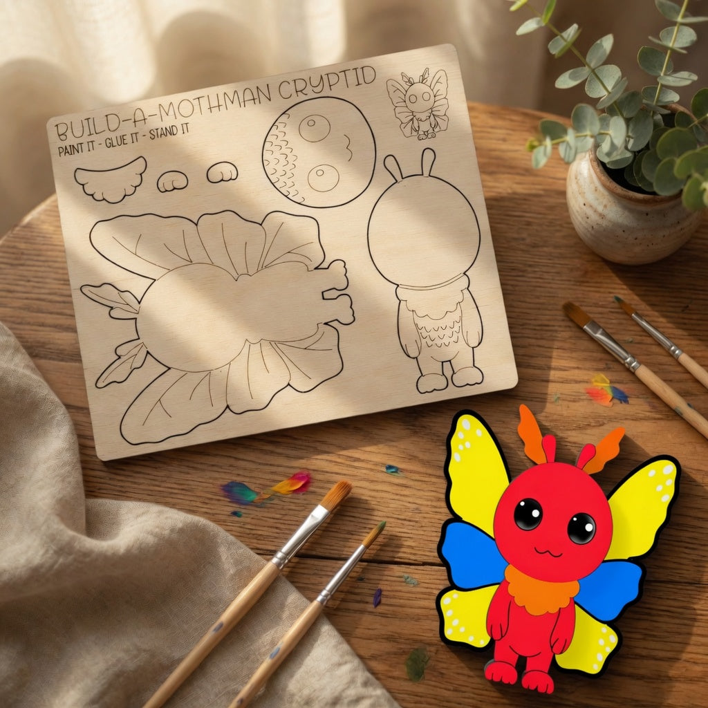 - Kids DIY Cryptid Pop-Out Cards: Handmade Kids Wooden Craft Kit - White Ranch Studio