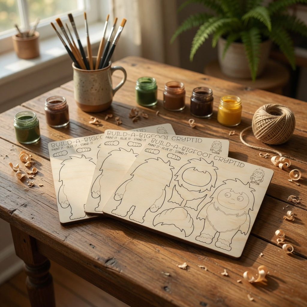 - Kids DIY Cryptid Pop-Out Cards: Handmade Kids Wooden Craft Kit - White Ranch Studio