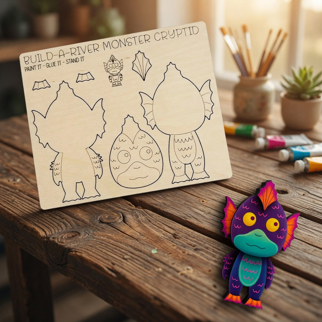- Kids DIY Cryptid Pop-Out Cards: Handmade Kids Wooden Craft Kit - White Ranch Studio