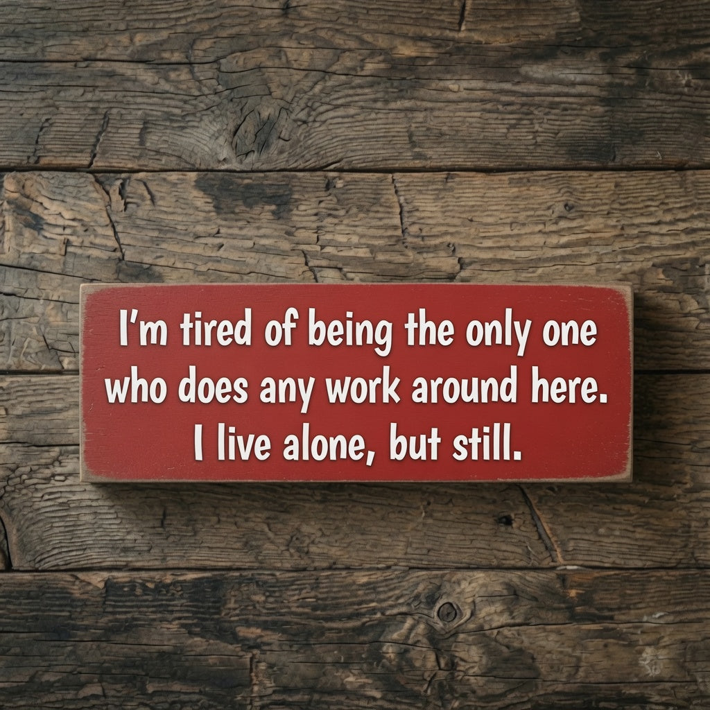 Funny Wood Sign for Solo Living – Embrace Your Independent Spirit - White Ranch Studio