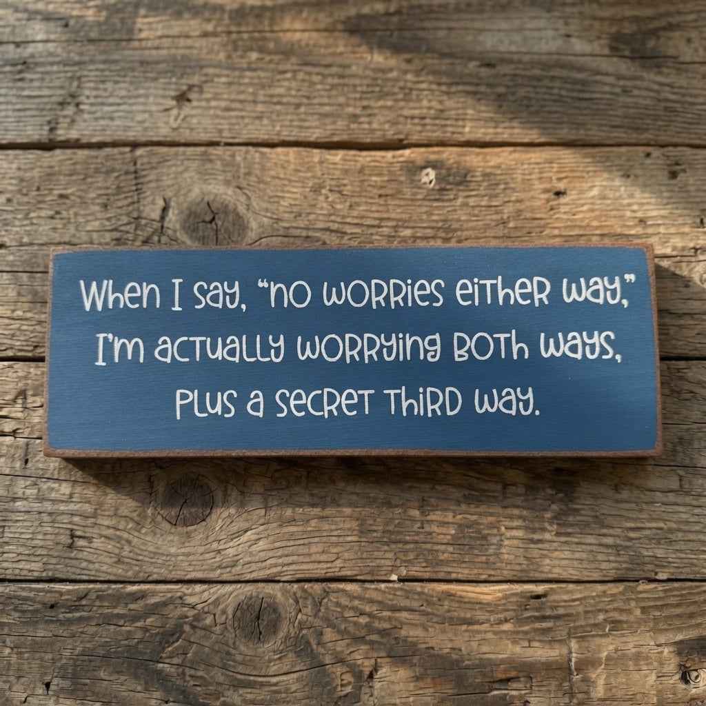 No Worries Either Way: The Perfect Funny Overthinker Sign for Your Space
