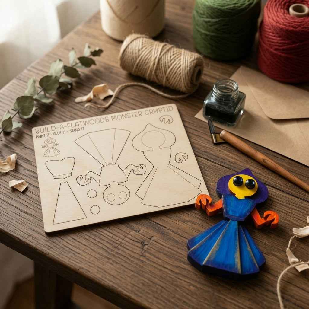 Kids DIY Cryptid Pop-Out Cards: Handmade Kids Wooden Craft Kit