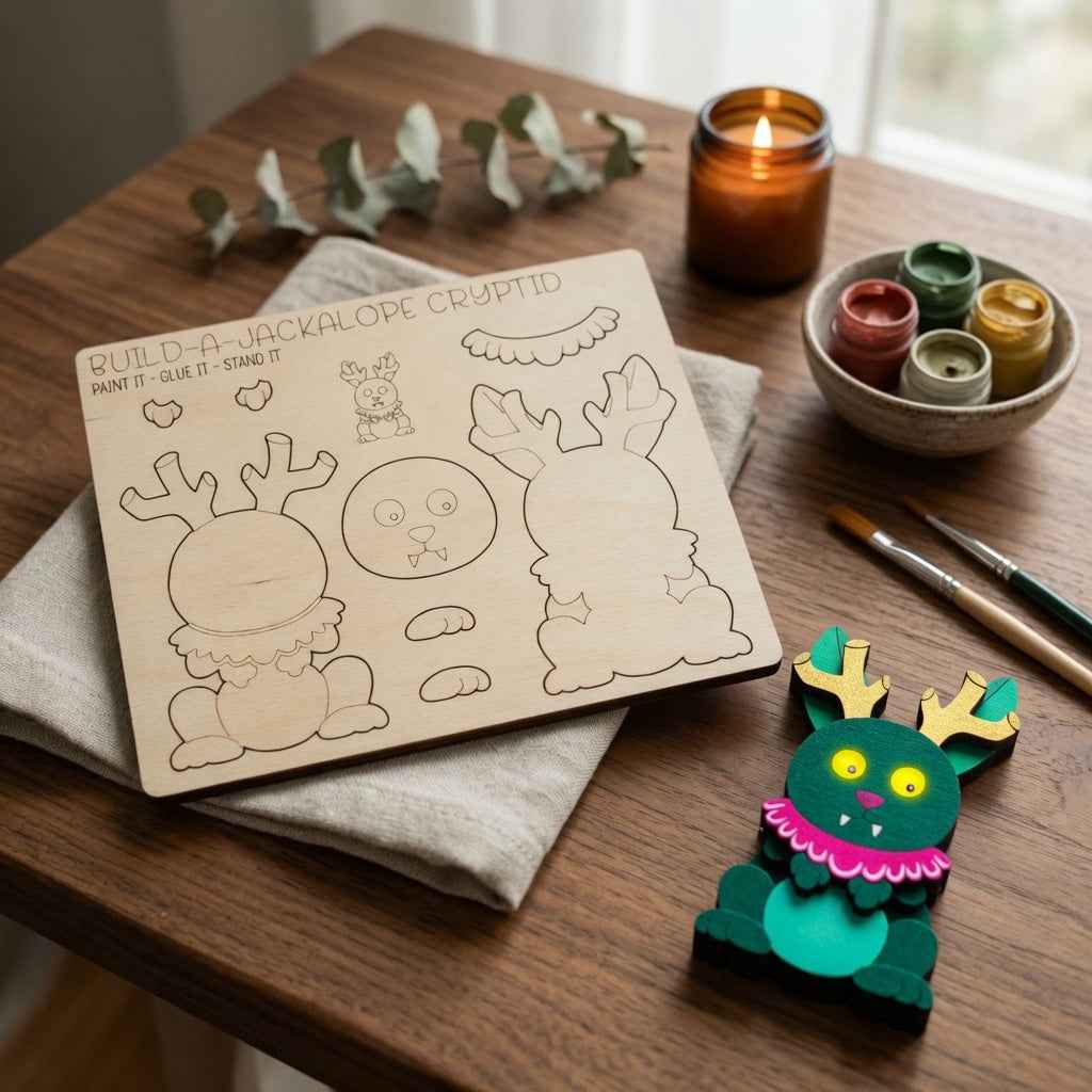 Kids DIY Cryptid Pop-Out Cards: Handmade Kids Wooden Craft Kit