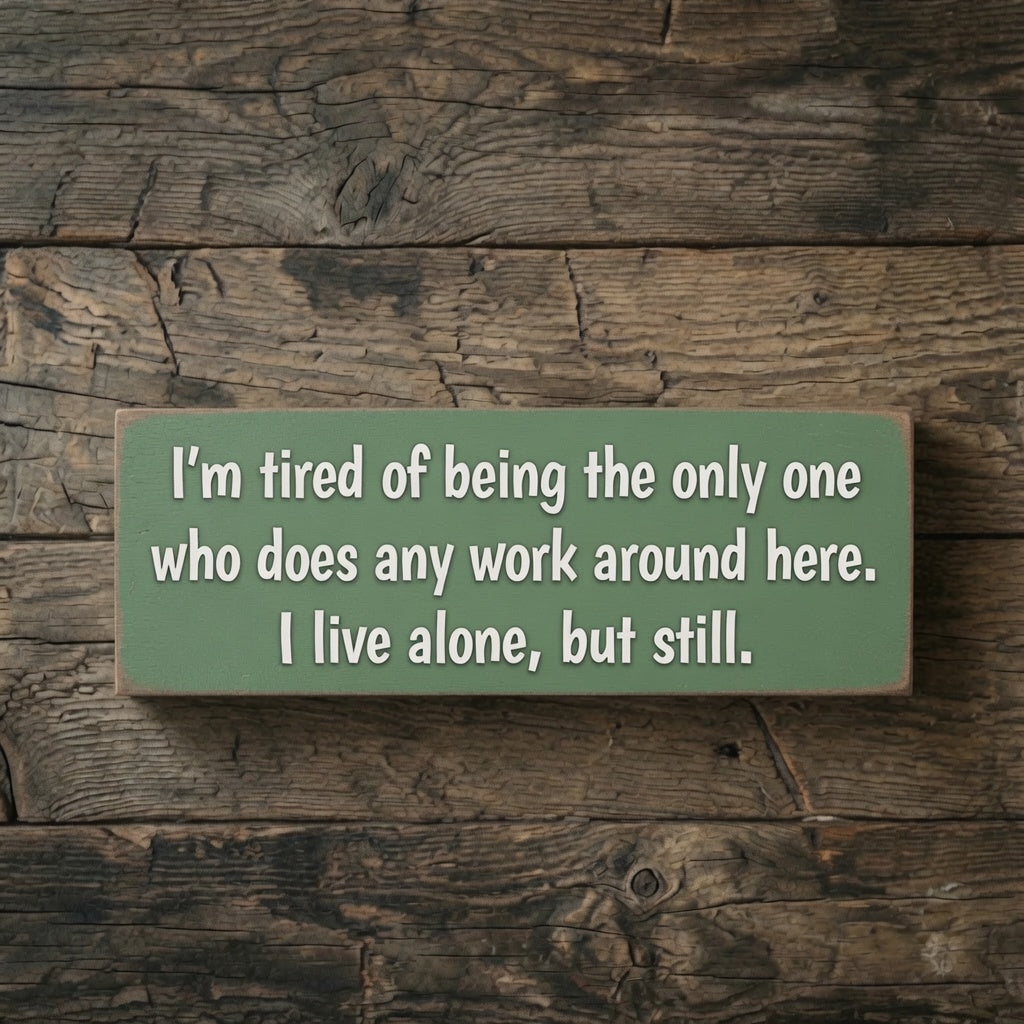 Funny Wood Sign for Solo Living – Embrace Your Independent Spirit - White Ranch Studio