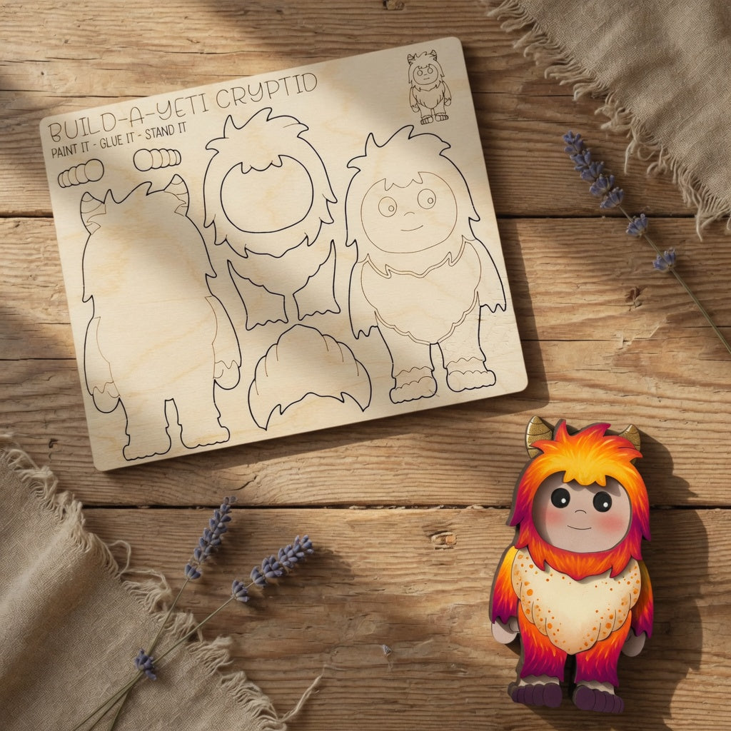 - Kids DIY Cryptid Pop-Out Cards: Handmade Kids Wooden Craft Kit - White Ranch Studio