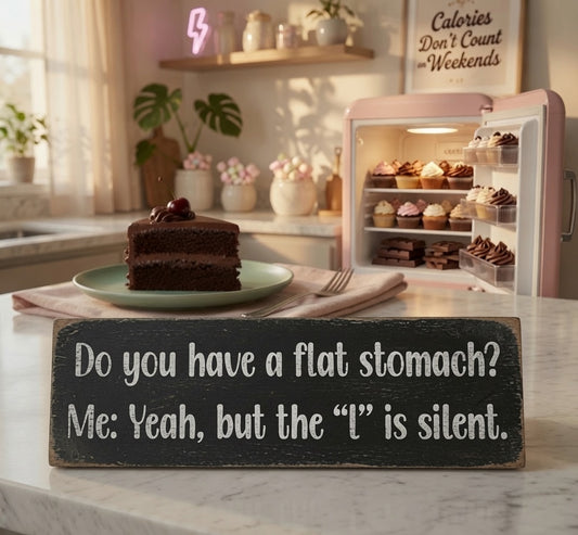 Chuckle at Life's Curves with Our Funny Wooden Kitchen Sign - White Ranch Studio