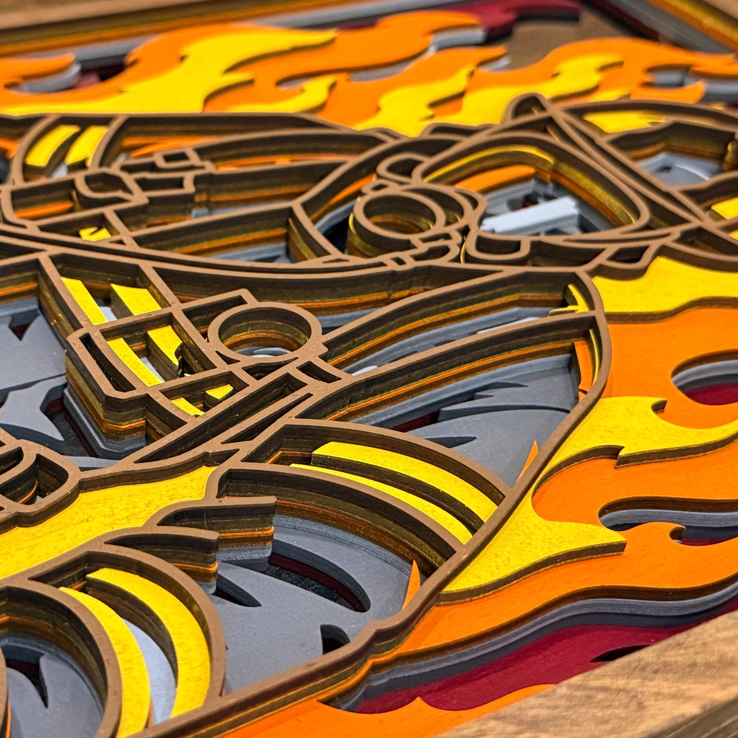 Out of the Fire: A Hero Emerges – Limited Edition Firefighter 3D Wood Art - White Ranch Studio