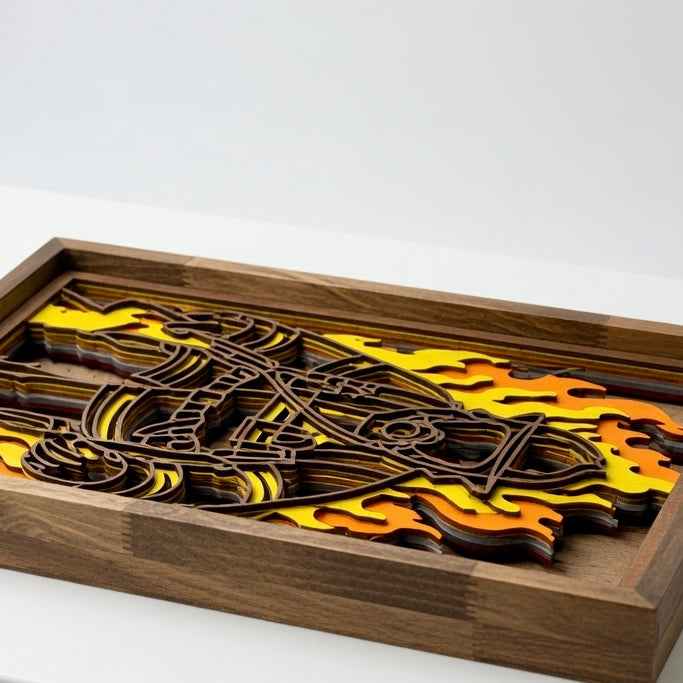 Out of the Fire: A Hero Emerges – Limited Edition Firefighter 3D Wood Art - White Ranch Studio