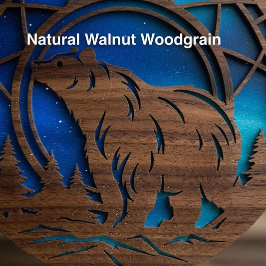 Bee Wooden Suncatcher - Laser Cut Walnut & Faux Stained Glass Window Hanging, Woodland Forest Art, Nature Lover Gift
