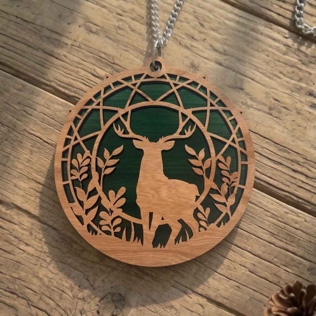 Enhance Your Space with a Cherry Wood Buck Suncatcher – Rustic Charm Awaits