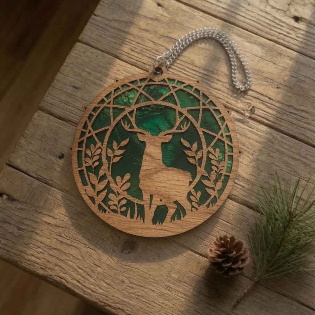 Enhance Your Space with a Cherry Wood Buck Suncatcher – Rustic Charm Awaits