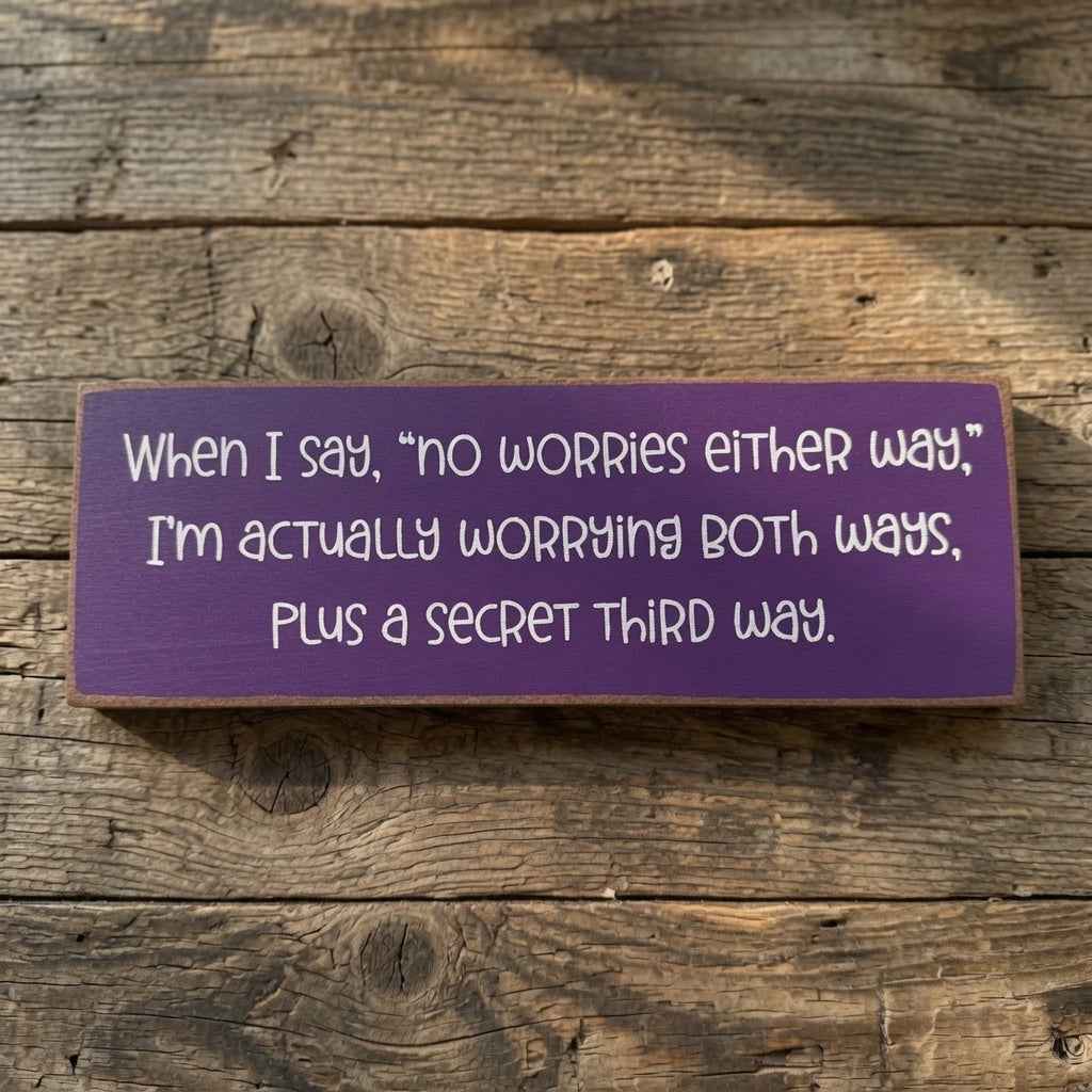 No Worries Either Way: The Perfect Funny Overthinker Sign for Your Space