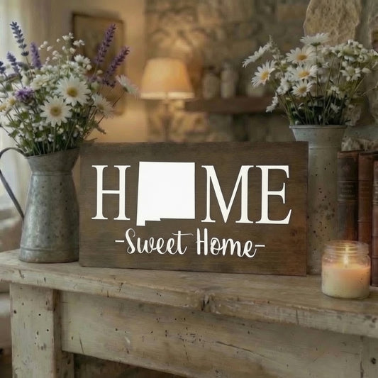 Rustic New Mexico "Home Sweet Home" State Wooden Sign
