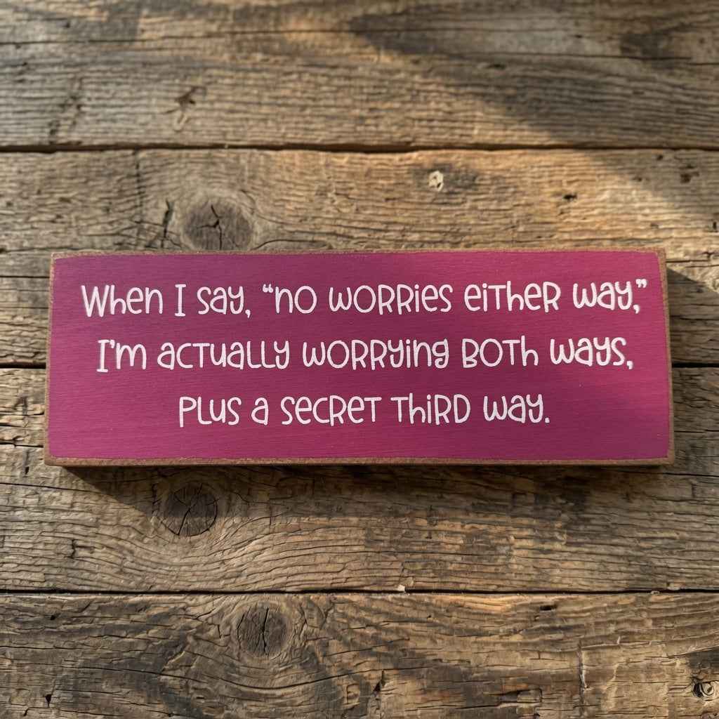 No Worries Either Way: The Perfect Funny Overthinker Sign for Your Space